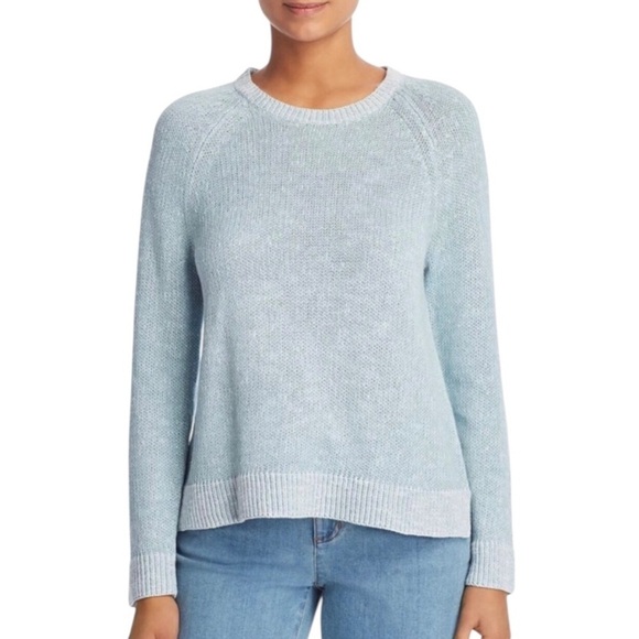 Eileen Fisher Pullover Crewneck Sweater Linen Cotton Blend Blue Heather Medium - Picture 13 of 13